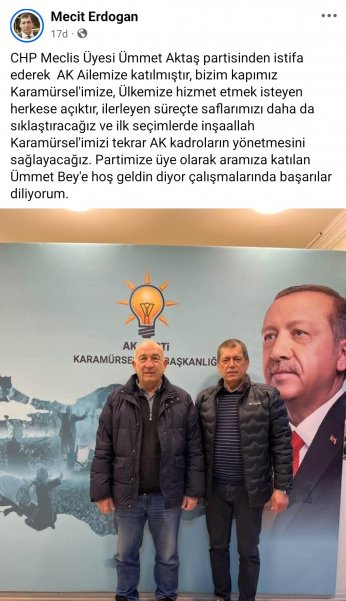 CHP'li Meclis Üyesi İstifa Etti, AK Parti'ye Katıldı 