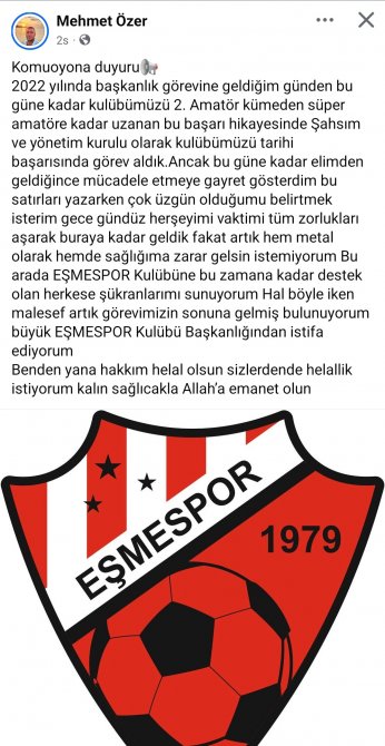 Eşmespor'da yenilgi istifa getirdi 
