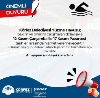 18 Kasım'da havuz kullanıma açılacak 