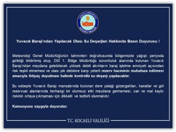 Valilikten Yuvacık Barajı Uyarısı 
