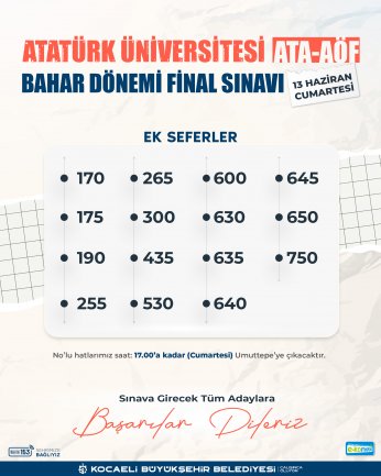 Haftasonu Sınava Girecek Öğrencilere Ulaşım Desteği