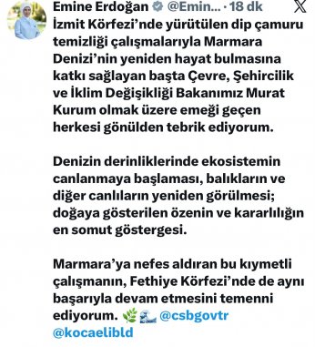 Emine Erdoğan’dan Kocaeli’ye Tebrik Mesajı