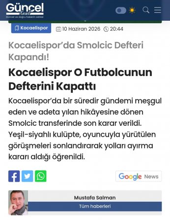 Ne Yazdıysak O Çıktı! Smolcic Transferi Resmen Sona Erdi
