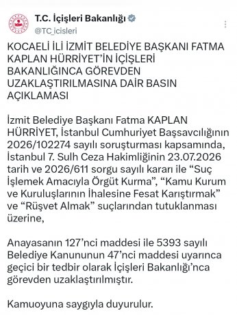 Fatma Kaplan Hürriyet Görevden Uzaklaştırıldı