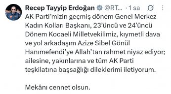Cumhurbaşkanı Erdoğan'dan Başsağlığı Mesajı