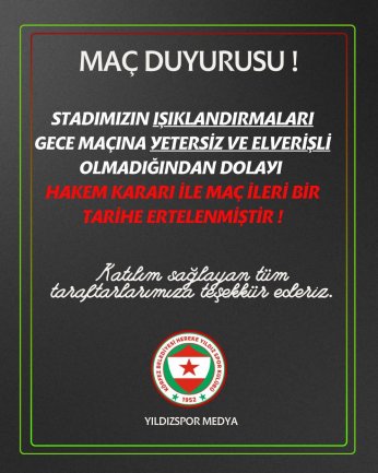Işıklandırma yetersiz olunca hakem maçı oynatmadı 
