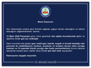 KOCAELİ’DE OKULLAR TATİL!