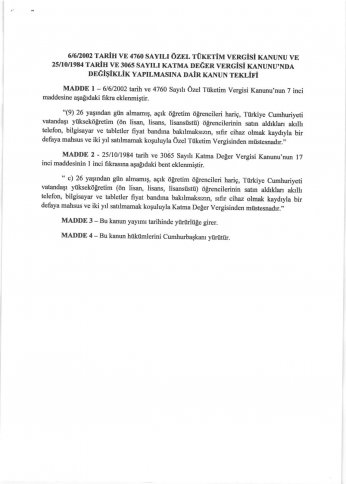 Kanun meclise geldi.Öğrencilere vergisiz telefon 