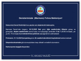 Valilik Açıkladı. Fırtına Bekleniyor 