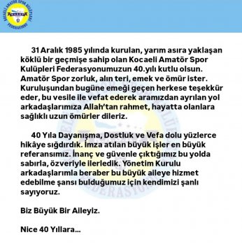 (KASKF) bugün 40 yılını doldurdu...