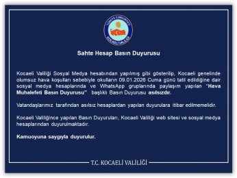 Kocaeli Valiliğinden Sahte Hesap Uyarısı 